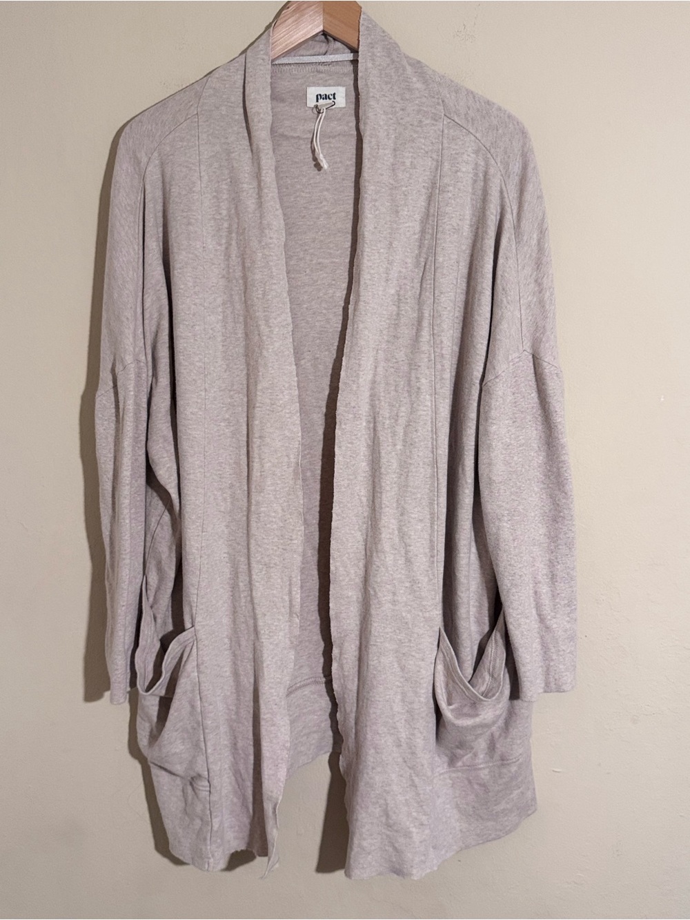 Pact Airplane Wrap Cardigan 100% Organic Cotton Size M/L Oatmeal
